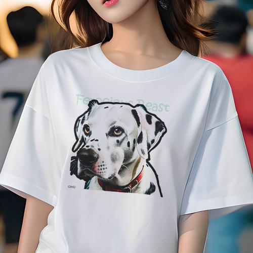 Tシャツ レディース 犬ファン 半袖 春夏 犬柄 プリント カジュアル かわいい 人間用 フィットネス ダンス 赤い首輪 ダルメシアン 顔のアップ 斑点模様 Tシャツ レディース 犬ファン 半袖 春夏 犬柄 プリント カジュアル かわいい 人間用 フィットネス ダンス 赤い首輪 ダルメシアン 顔のアップ 斑点模様