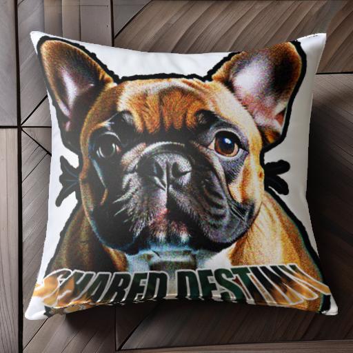 SHARED フレンチブルドッグ DESTINY 耳 目 クッションカバー 45×45cm アニマル柄 おしゃれ 可愛い クッション本体付き 正方形 犬ファン