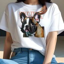 Tシャツ レディース 犬ファン 半袖 春夏 犬柄 プリント カジュアル かわいい 人間用 フィットネス ダンス テキスト フレンチブルドッグ(4)