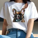 Tシャツ レディース 犬ファン 半袖 春夏 犬柄 プリント カジュアル かわいい 人間用 フィットネス ダンス 感謝 フレンチブルドッグ テキスト(4)
