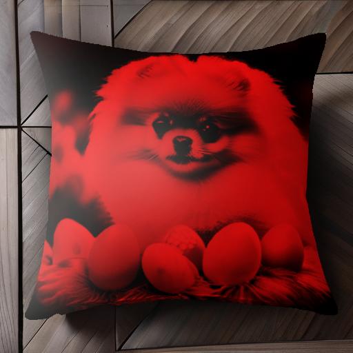 卵 ポメラニアン 花 クッションカバー 45×45cm アニマル柄 おしゃれ 可愛い クッション本体付き 正方形..