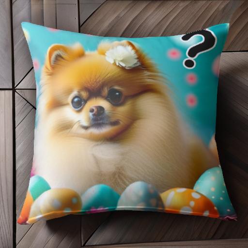 イースターエッグ ポメラニアン 花 水玉模様 クッションカバー 45×45cm アニマル柄 おしゃれ 可愛い クッション本体付き 正方形 犬ファン イースターエッグ ポメラニアン 花 水玉模様 クッションカバー 45×45cm アニマル柄 おしゃれ 可愛い クッション本体付き 正方形 犬ファン