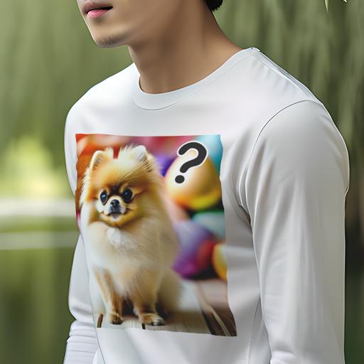長袖Tシャツ 人間用 メンズ 秋春夏 プリント レジャー アウトドア カジュアル かわいい 犬ファン カラフル ポメラニアン 可愛い フワフワ 質問マーク