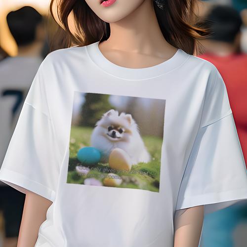 Tシャツ レディース 犬ファン 半袖 春夏 犬柄 プリント カジュアル かわいい 人間用 フィットネス ダンス イースターエッグ ポメラニアン 芝生 メッセージ 可愛い Tシャツ レディース 犬ファン 半袖 春夏 犬柄 プリント カジュアル かわいい 人間用 フィットネス ダンス イースターエッグ ポメラニアン 芝生 メッセージ 可愛い