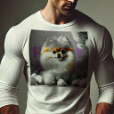 長袖Tシャツ 人間用 メンズ 秋春夏 プリント レジャー アウトドア カジュアル かわいい 犬ファン 卵 ポメラニアン 花 パーティーナイト