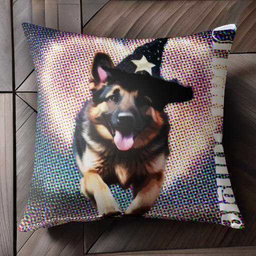 魔法の帽子 ジャーマンシェパードドッグ クッションカバー 45×45cm アニマル柄 おしゃれ 可愛い クッション本体付き 正方形 犬ファン