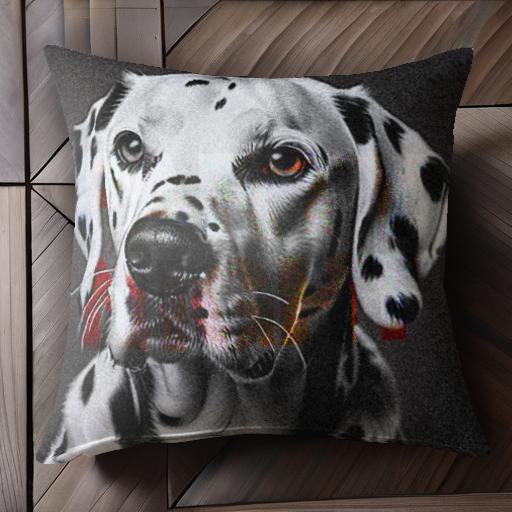 黒と白の斑点 ダルメシアン かわいい犬 忠実な友達 クッションカバー 45×45cm アニマル柄 おしゃれ 可愛い クッション本体付き 正方形 犬ファン