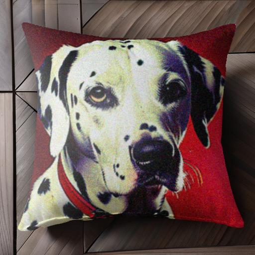 赤い背景 ダルメシアン クッションカバー 45×45cm アニマル柄 おしゃれ 可愛い クッション本体付き 正方形 犬ファン