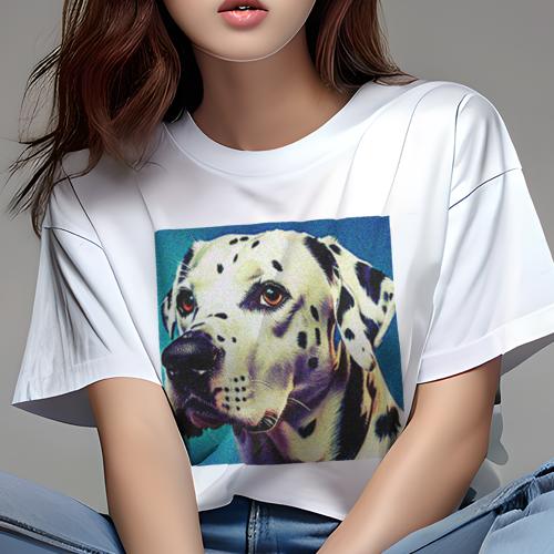 Tシャツ レディース 犬ファン 半袖 春夏 犬柄 プリント カジュアル かわいい 人間用 フィットネス ダンス アート ダルメシアン カラフル ポップアート Tシャツ レディース 犬ファン 半袖 春夏 犬柄 プリント カジュアル かわいい 人間用 フィットネス ダンス アート ダルメシアン カラフル ポップアート