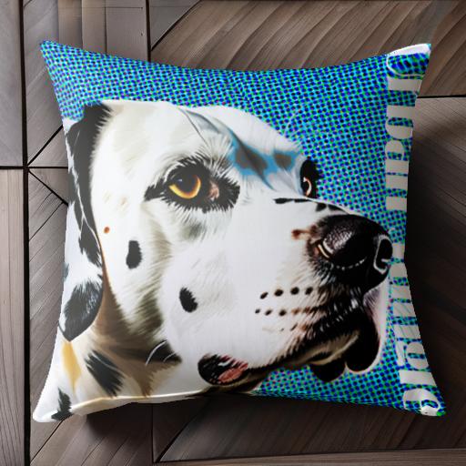 青い背景 ダルメシアン ポップアート 水玉模様 アート クッションカバー 45×45cm アニマル柄 おしゃれ ..
