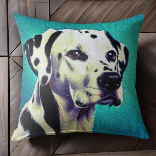 青色の背景 ダルメシアン クッションカバー 45×45cm アニマル柄 おしゃれ 可愛い クッション本体付き ..