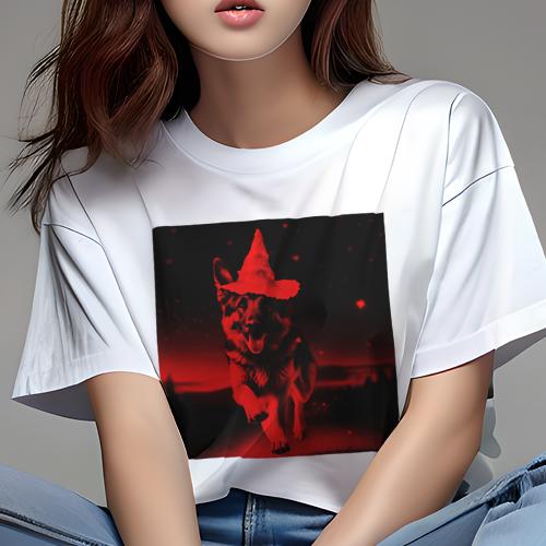 Tシャツ レディース 犬ファン 半袖 春夏 犬柄 プリント カジュアル かわいい 人間用 フィットネス ダンス 魔女の帽子 ジャーマンシェパード 夜景 星 Tシャツ レディース 犬ファン 半袖 春夏 犬柄 プリント カジュアル かわいい 人間用 フィットネス ダンス 魔女の帽子 ジャーマンシェパード 夜景 星