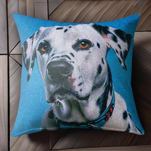 青 ダルメシアン クッションカバー 45×45cm アニマル柄 おしゃれ 可愛い クッション本体付き 正方形 犬..