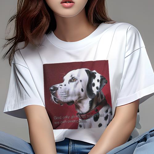 Tシャツ レディース 犬ファン 半袖 春夏 犬柄 プリント カジュアル かわいい 人間用 フィットネス ダンス 赤 ダルメシアン カラー 青い目 背景 Tシャツ レディース 犬ファン 半袖 春夏 犬柄 プリント カジュアル かわいい 人間用 フィットネス ダンス 赤 ダルメシアン カラー 青い目 背景