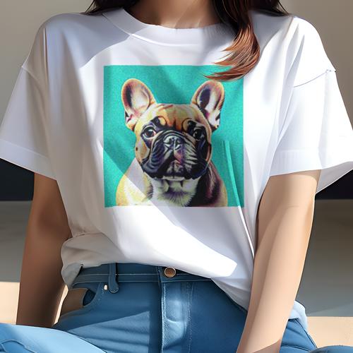 Tシャツ レディース 犬ファン 半袖 春夏 犬柄 プリント カジュアル かわいい 人間用 フィットネス ダンス アート フレンチブルドッグ ポップ 明るい背景 Tシャツ レディース 犬ファン 半袖 春夏 犬柄 プリント カジュアル かわいい 人間用 フィットネス ダンス アート フレンチブルドッグ ポップ 明るい背景
