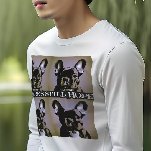 長袖Tシャツ 人間用 メンズ 秋春夏 プリント レジャー アウトドア カジュアル かわいい 犬ファン 希望 フレンチブルドッグ ポップアート クアッド画像