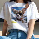 Tシャツ レディース 犬ファン 半袖 春夏 犬柄 プリント カジュアル かわいい 人間用 フィットネス ダンス 波 チワワ サーフィン 犬用ライフジャケット