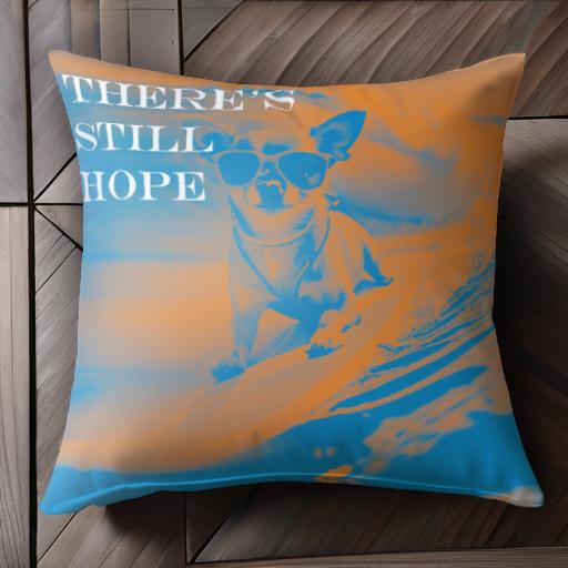 サングラス チワワ サーフボード クッションカバー 45×45cm アニマル柄 おしゃれ 可愛い クッション本体付き 正方形 犬ファン