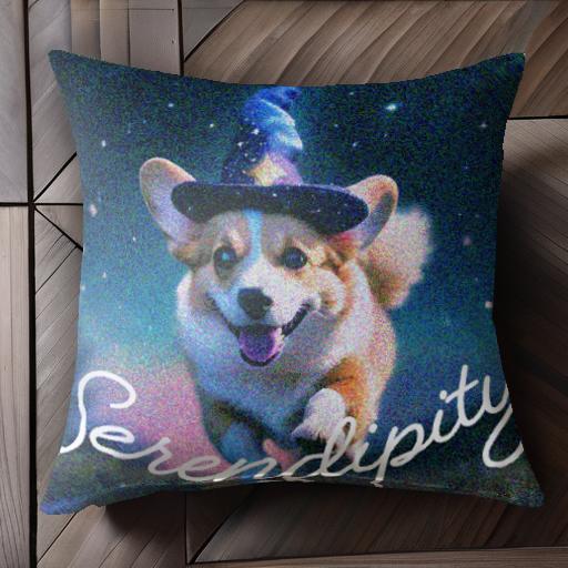 魔法の帽子 コーギー 夜空 星 ファンタジー クッションカバー 45×45cm アニマル柄 おしゃれ 可愛い クッション本体付き 正方形 犬ファン