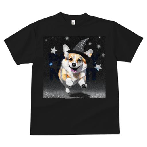 Tシャツ レディース 犬ファン 半袖 春夏 犬柄 プリント カジュアル かわいい 人間用 フィットネス ダンス 星 コーギー 魔法使いの帽子 パーティーナイト