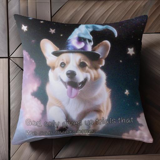 星 コーギー 帽子 夜空 雲 クッションカバー 45×45cm アニマル柄 おしゃれ 可愛い クッション本体付き 正方形 犬ファン