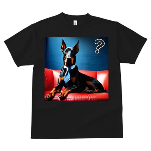 Tシャツ レディース 犬ファン 半袖 春夏 犬柄 プリント カジュアル かわいい 人間用 フィットネス ダンス ソファ ドーベルマン ネクタイ 質問マーク 犬服