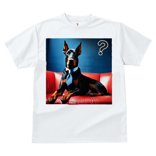 Tシャツ レディース 犬ファン 半袖 春夏 犬柄 プリント カジュアル かわいい 人間用 フィットネス ダンス ソファ ドーベルマン ネクタイ 質問マーク 犬服