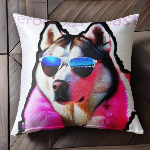 サングラス シベリアンハスキー マフラー カジュアル クッションカバー 45×45cm アニマル柄 おしゃれ 可愛い クッション本体付き 正方形 犬ファン