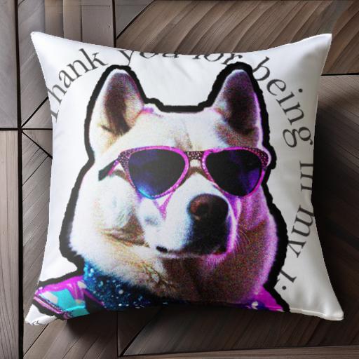 サングラス ハスキー 衣装 キラキラ クッションカバー 45×45cm アニマル柄 おしゃれ 可愛い クッション本体付き 正方形 犬ファン