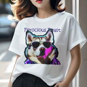 Tシャツ レディース 犬ファン 半袖 春夏 犬柄 プリント カジュアル かわいい 人間用 フィットネス ダンス サングラス シベリアンハスキー カラフルなライト 衣装(4)