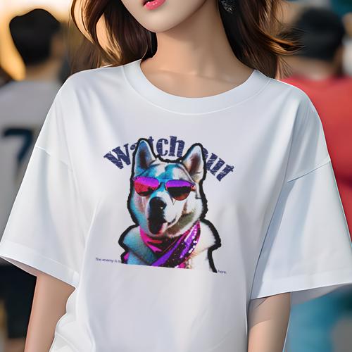 Tシャツ レディース 犬ファン 半袖 春夏 犬柄 プリント カジュアル かわいい 人間用 フィットネス ダン..