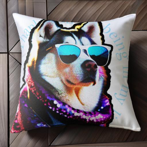 サングラス シベリアンハスキー スカーフ クッションカバー 45×45cm アニマル柄 おしゃれ 可愛い クッ..