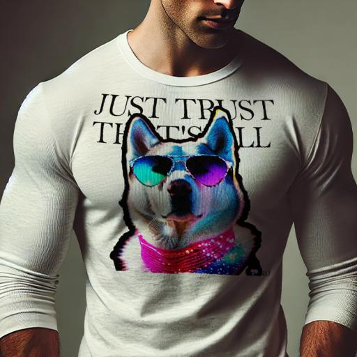 長袖Tシャツ 人間用 メンズ 秋春夏 プリント レジャー アウトドア カジュアル かわいい 犬ファン サングラス ハスキー 蛍光色 タイポグラフィ