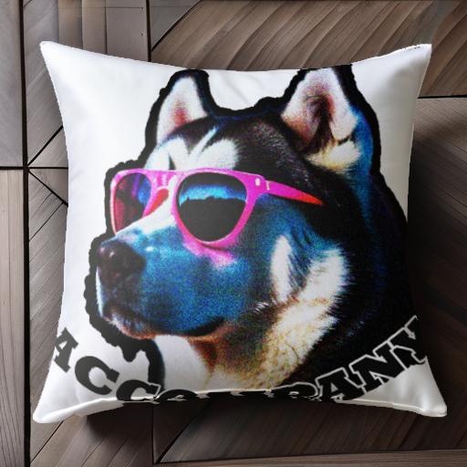 サングラス シベリアンハスキー ファッション クール 文字 クッションカバー 45×45cm アニマル柄 おしゃれ 可愛い クッション本体付き 正方形 犬ファン