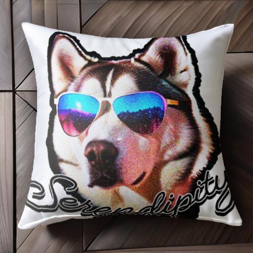 サングラス シベリアンハスキー テキスト セレンディピティ クッションカバー 45×45cm アニマル柄 おし..