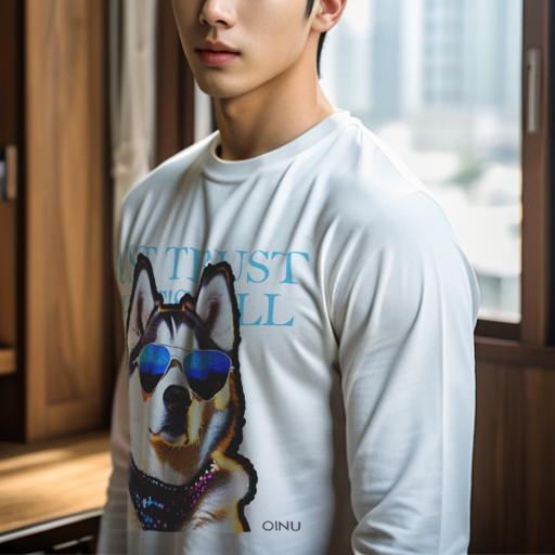 長袖Tシャツ 人間用 メンズ 秋春夏 プリント レジャー アウトドア カジュアル かわいい 犬ファン サングラス シベリアンハスキー バンダナ 文字