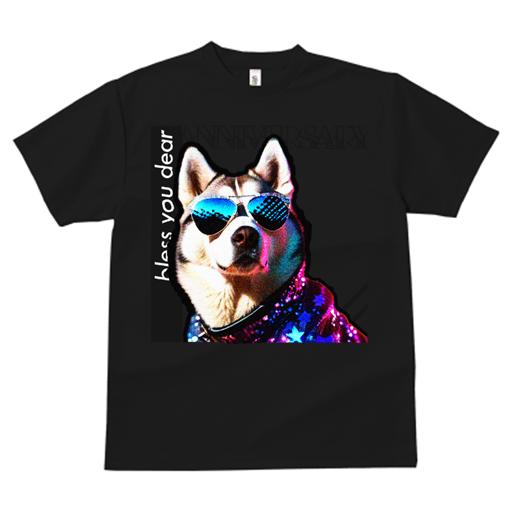 Tシャツ レディース 犬ファン 半袖 春夏 犬柄 プリント カジュアル かわいい 人間用 フィットネス ダンス サングラス シベリアンハスキー 派手な服 星柄