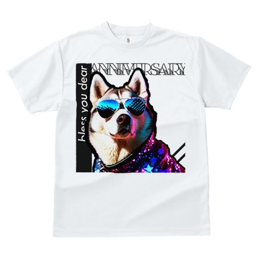 Tシャツ レディース 犬ファン 半袖 春夏 犬柄 プリント カジュアル かわいい 人間用 フィットネス ダンス サングラス シベリアンハスキー 派手な服 星柄