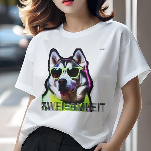 Tシャツ レディース 犬ファン 半袖 春夏 犬柄 プリント カジュアル かわいい 人間用 フィットネス ダンス サングラス シベリアンハスキー Tシャツ レディース 犬ファン 半袖 春夏 犬柄 プリント カジュアル かわいい 人間用 フィットネス ダンス サングラス シベリアンハスキー