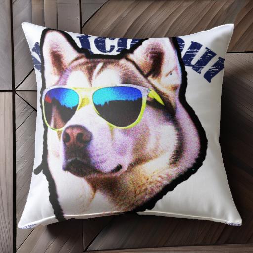 サングラス シベリアンハスキー クッションカバー 45×45cm アニマル柄 おしゃれ 可愛い クッション本体付き 正方形 犬ファン