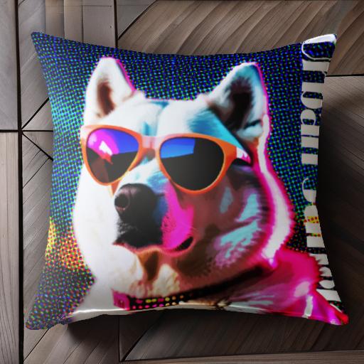 サングラス シベリアンハスキー カラフル ポップアート ネオン クッションカバー 45×45cm アニマル柄 おしゃれ 可愛い クッション本体付き 正方形 犬ファン サングラス シベリアンハスキー カラフル ポップアート ネオン クッションカバー 45×45cm アニマル柄 おしゃれ 可愛い クッション本体付き 正方形 犬ファン