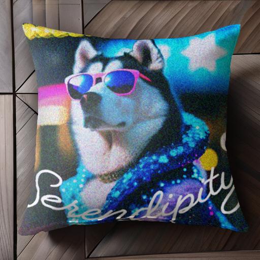 サングラス シベリアンハスキー 派手な服 蛍光灯 標識 クッションカバー 45×45cm アニマル柄 おしゃれ ..