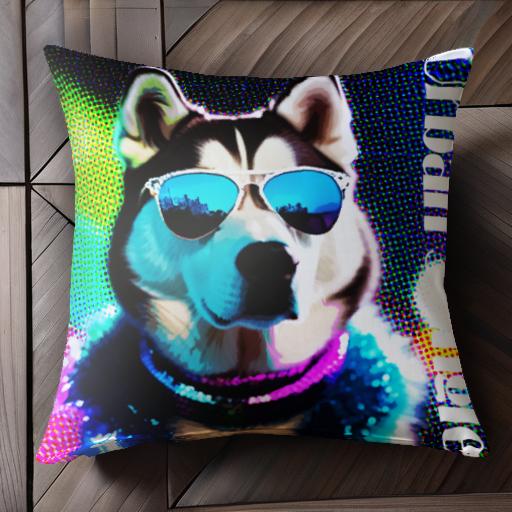 サングラス シベリアンハスキー ネオン ポップアート アーバン クッションカバー 45×45cm アニマル柄 おしゃれ 可愛い クッション本体付き 正方形 犬ファン サングラス シベリアンハスキー ネオン ポップアート アーバン クッションカバー 45×45cm アニマル柄 おしゃれ 可愛い クッション本体付き 正方形 犬ファン