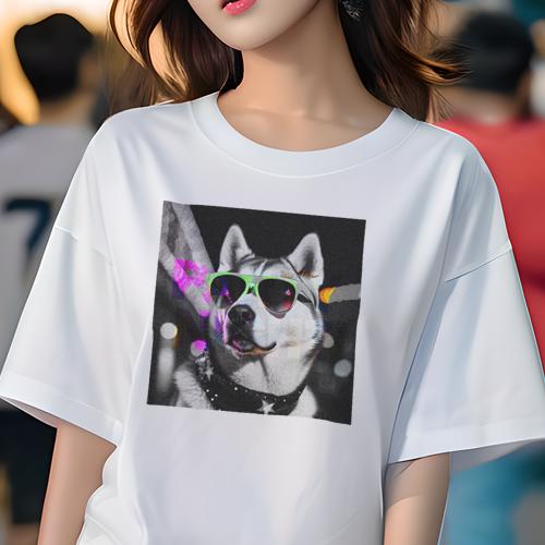 Tシャツ レディース 犬ファン 半袖 春夏 犬柄 プリント カジュアル かわいい 人間用 フィットネス ダンス サングラス シベリアンハスキー バンダナ 夜景 ライト Tシャツ レディース 犬ファン 半袖 春夏 犬柄 プリント カジュアル かわいい 人間用 フィットネス ダンス サングラス シベリアンハスキー バンダナ 夜景 ライト