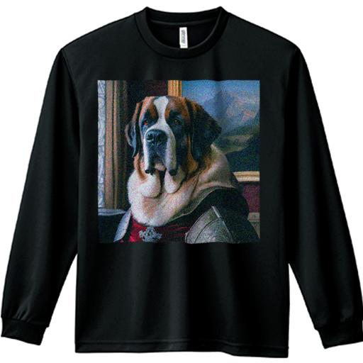 長袖Tシャツ 人間用 メンズ 秋春夏 プリント レジャー アウトドア カジュアル かわいい 犬ファン 貴族 セントバーナード 鎧 絵画 高貴