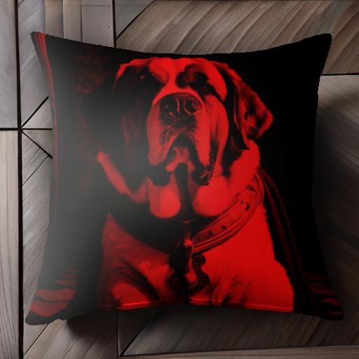 赤い セントバーナード ブラック ケープ チェスボード 室内 クッションカバー 45×45cm アニマル柄 おし..