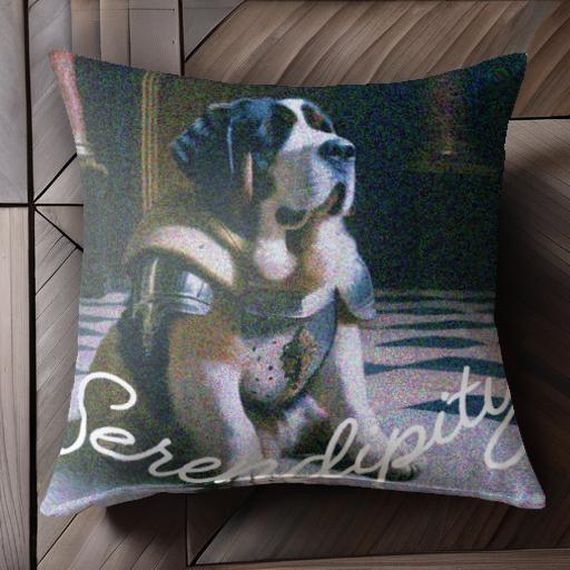 鎧 セントバーナード 城 チェスボード 英語のテキスト クッションカバー 45×45cm アニマル柄 おしゃれ ..