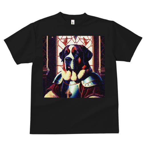 Tシャツ レディース 犬ファン 半袖 春夏 犬柄 プリント カジュアル かわいい 人間用 フィットネス ダンス 騎士 セントバーナード 鎧 ステンドグラス
