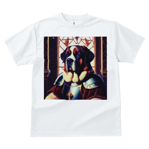 Tシャツ レディース 犬ファン 半袖 春夏 犬柄 プリント カジュアル かわいい 人間用 フィットネス ダンス 騎士 セントバーナード 鎧 ステンドグラス
