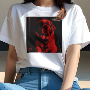 Tシャツ レディース 犬ファン 半袖 春夏 犬柄 プリント カジュアル かわいい 人間用 フィットネス ダンス 赤い セントバーナード ブラック ケープ チェスボード 室内